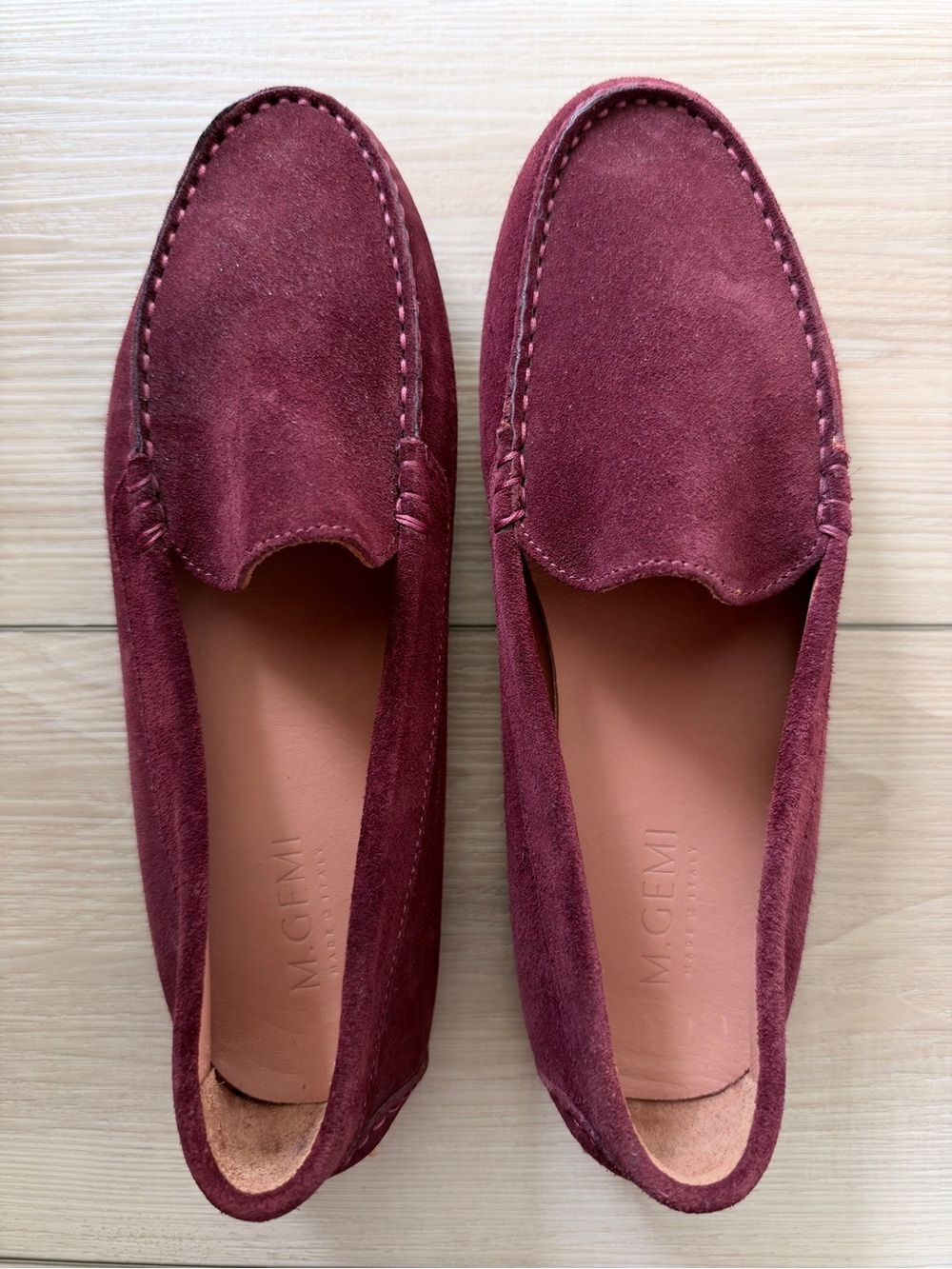 M. Gemi Women's Suede Driving Loafers Flats Burgundy